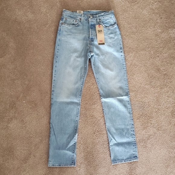 Levi's 501 Straight High Rise Blue Jeans - Picture 12 of 13
